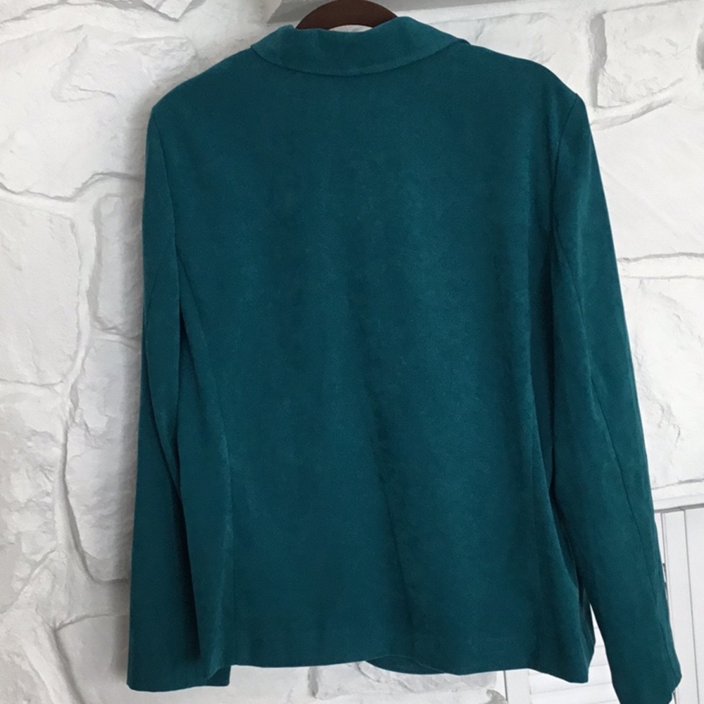 JM Collection Deep Turquoise 3 Button Blazer - Picture 6 of 8